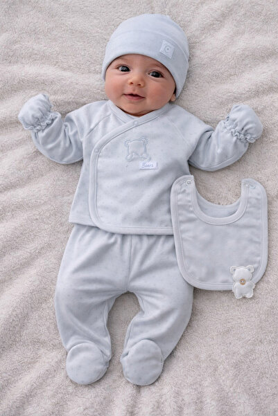 Caramell Cute Bear ( ayıcıklı) Ekru, bej, Gri, Mavi Renk Çeşitli Erkek 5Lİ Ha...