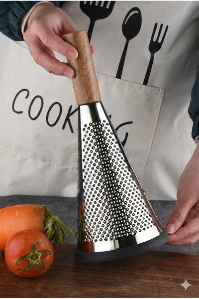 ŞekerHome Ahşap Saplı Paslanmaz Çelik Konik Rende