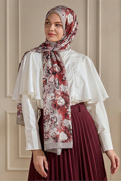 SilkTouch شال كراش بنمط نسيم القطن باللون العنابي