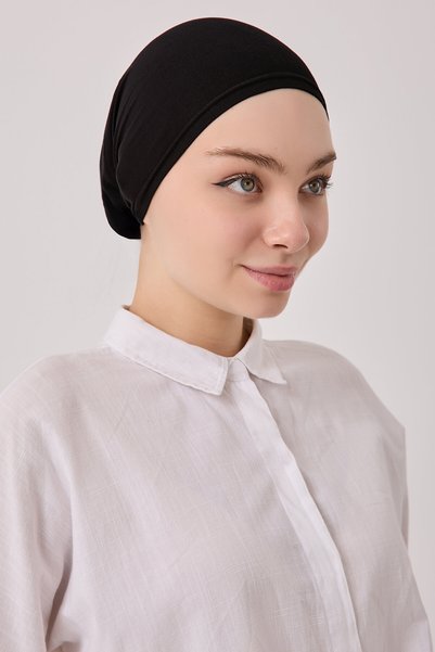 SilkTouch Black Turban Hijab Bun Bonnet