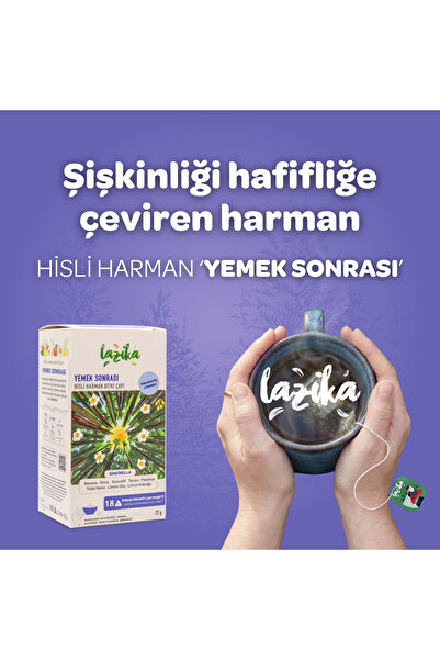 LAZİKA Hisli Harman Yemek Sonrası (Sindirella) 18'li PLA Poşet - Rezene, Nane, Zencefil, Papatya
