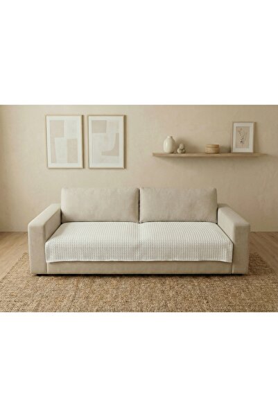 destinyhometex Husa de canapea/pătură TV fără franjuri cu model vafe 100x200cm