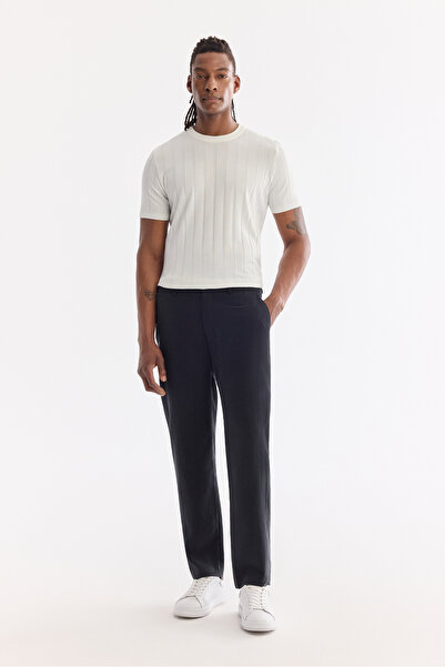 Avva Men's Black Modal Tensel Fabric Trousers with Side Pockets A61Y3217