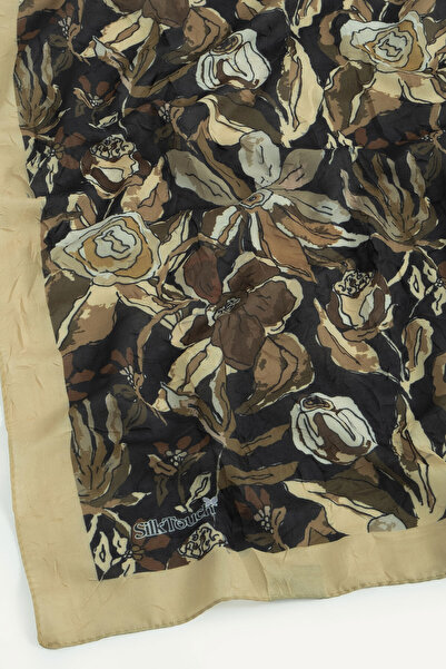 SilkTouch Eșarfă vintage cu model floral auriu-negru