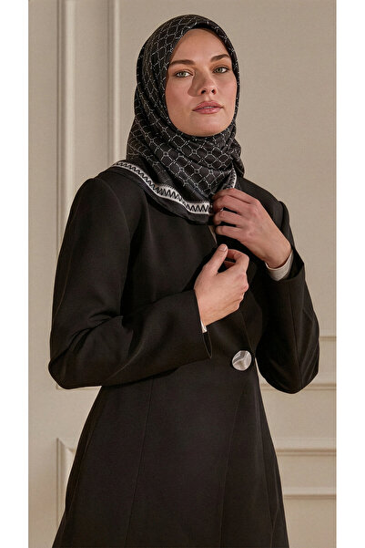 SilkTouch Black Diamond Tie Pattern Crystal Scarf