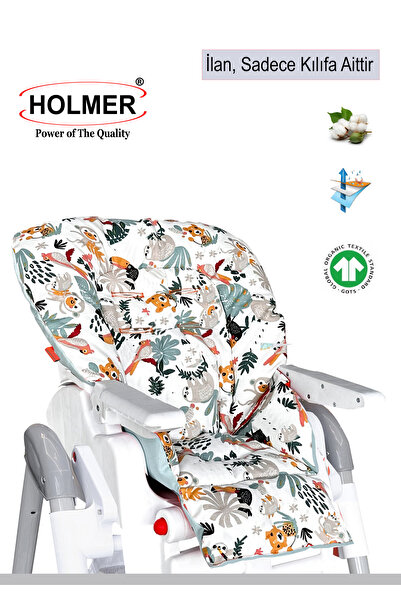 Holmer Leke Tutmaz Organik Mama Sandalyesi Minderi & Kılıfı Max-T Su Yeşili