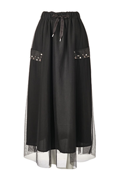 Ysatis Чорна жіноча спідниця - з камінцями та еластичним поясом, 24243000101
