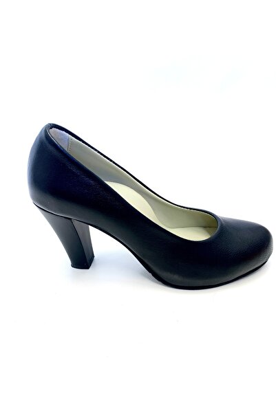 stok83 Women's Black Genuine Leather Stiletto Platform Shoes
