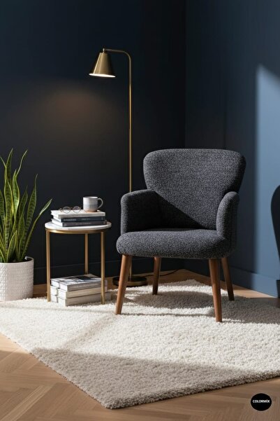 COLORMİX Berjer Koltuk-cafe-ofis-balkon-teras-bahçe-buklet Kumaş-siyah