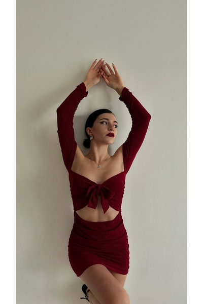 Rosy Live in style Rochie fără bretele din țesătură lurex cu fundă în față