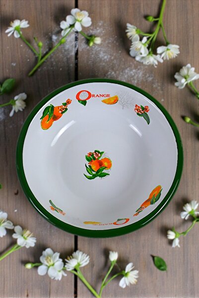 İnci Emaye 20 Cm Emaye Kase Tabak, Çukur Tabak, Salata Tabak, Cips Tabak