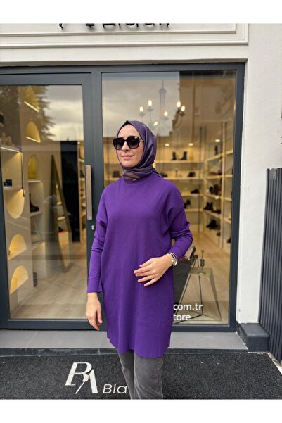 Invee İNVEE 7014 Triko Tunik - Mor