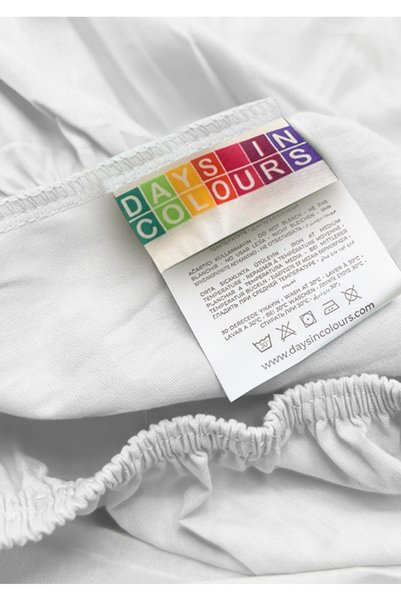 Days In Colours 100% Organic Cotton Fitted Sheet - 160X200 - White - Dolmabahçe Series