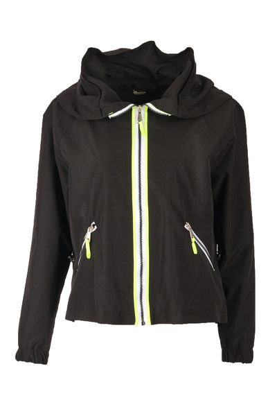 Ysatis Μαύρο μακρυμάνικο γυναικείο μπουφάν με γιακά - Λεπτομέρεια με φερμουάρ...