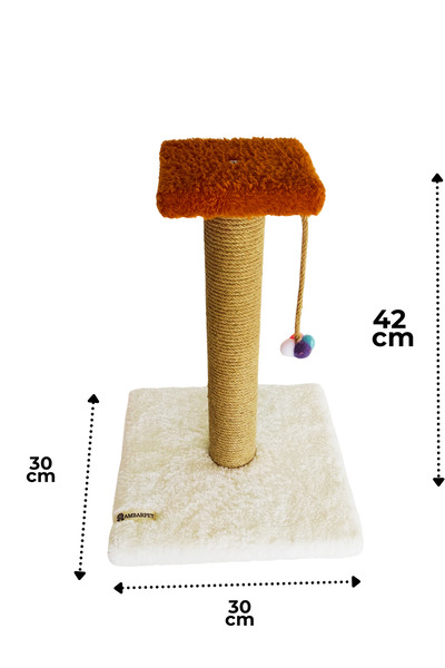 ambarpet White Cat Scratching Board with Steps 42 Cm