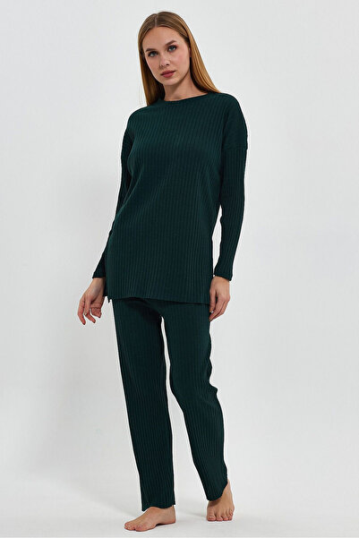 Maxi modena طقم ملابس منزلية مريح من قماش الإنترلوك المضلع