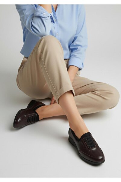 37Numara Large Size Women's Padded Shoes Genuine Leather 41-42-43-44-Brown Le...