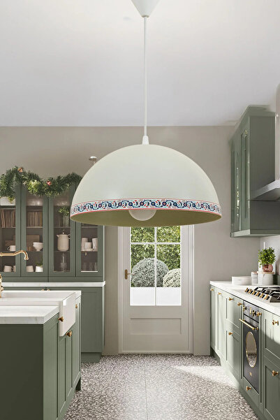 Marrien Luna Tile Tekli Beyaz Metal Sarkıt (30 cm) Salon, Mutfak & Cafe için ...