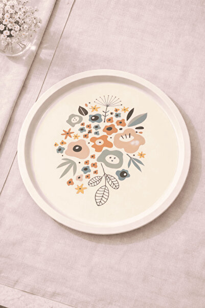 Sarkap Home Soft Çiçekler Metal Tepsi