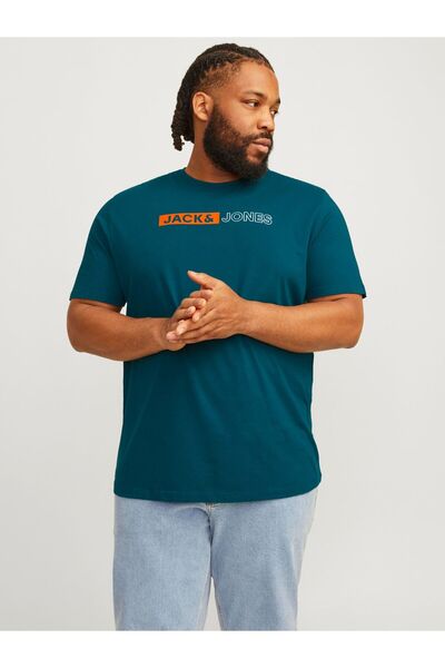 Jack & Jones Plus T-Shirt mit Logo-Muster in großen Größen