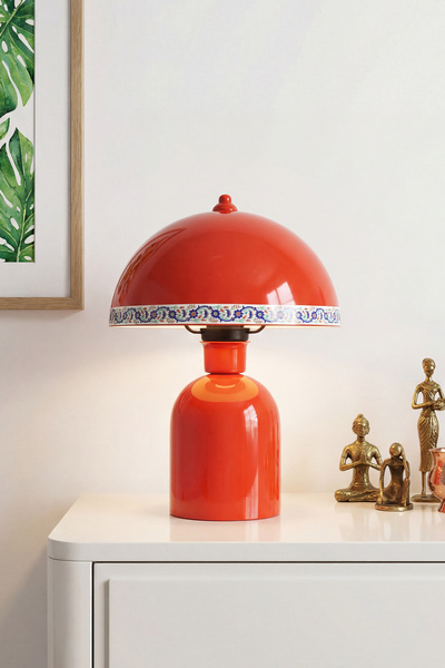 Marrien Luna Tile Lampshade with Orange Metal Body - 25 cm - Living Room Ligh...