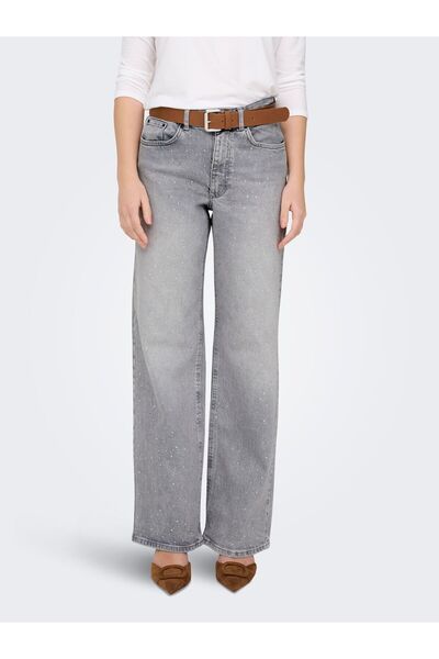 ONLY Jeans mit weitem Bein ONLJUICY Hohe Taille Weiter Beinschnitt Jeans