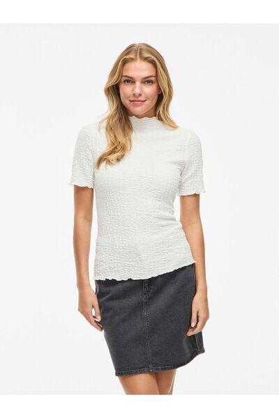 VILA Oberteil mit kurzen Ärmeln VIMALMEN Stehkragen