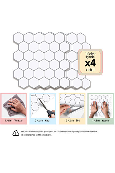 3d Kendinden Yapışkanlı Duvar Karosu 30,5 cm x 30,5 cm (4 ADET) 0,371 m²