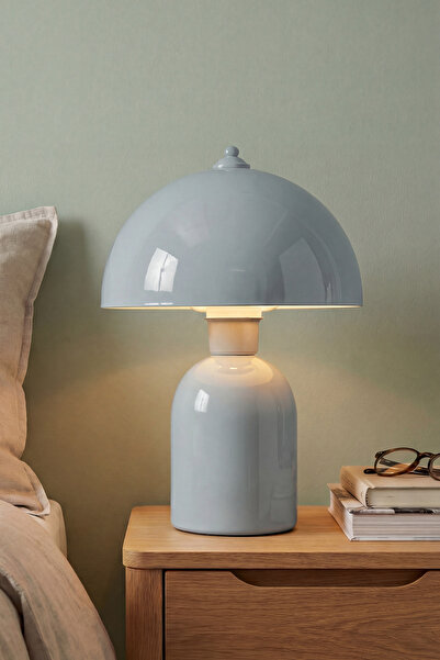 Marrien Luna Abajur Gri Metal Gövdeli - 25 cm - Oturma Odası & Yatak Odası & ...