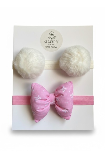 GLORY BABY Baby Girl Bow & Pompom Bandana - Hair Band Set of 2