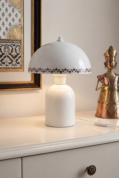 Marrien Luna Tulip Lampshade with White Metal Body - 25 cm - Living Room Ligh...