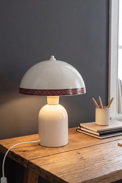 Marrien Luna Rug Lampshade with White Metal Body - 25 cm - Living Room Lighti...