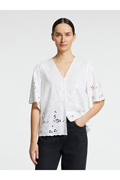 Selected Femme Kurzarmhemd Besticktes