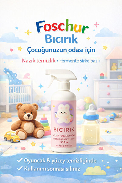 FOSCHUR Bıcırık Yüzey Temizlik Ürünü-Çilek Aromalı-500 ml- çocuk odası, masa,...
