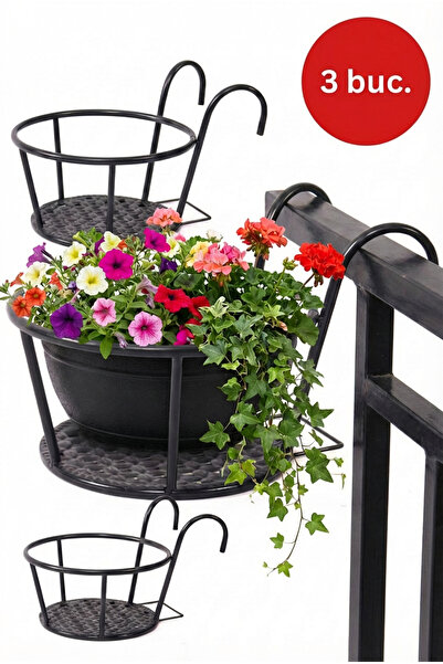 FUGO Suport Flori Balcon Set 3 Bucăți, Suport Ghiveci Balustradă, Suport Plan...