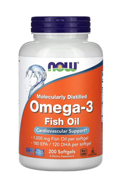 Now Supplements, Omega-3 180 EPA / 120 DHA, Molecularly Distilled, Cardiovasc...