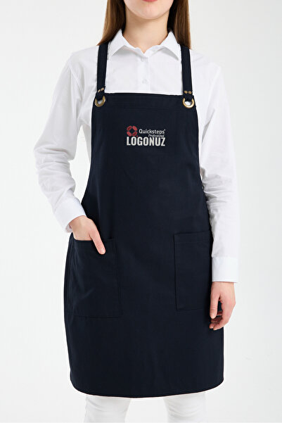 Quicksteps Professional Omuz Askılı Önlük Barista & Servis 7/7 Gabardin Siyah...