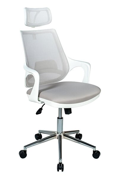 Ofisbazaar Buya Beyaz Fileli Ofis Koltuğu | Ergonomik ve Modern Tasarım Gri