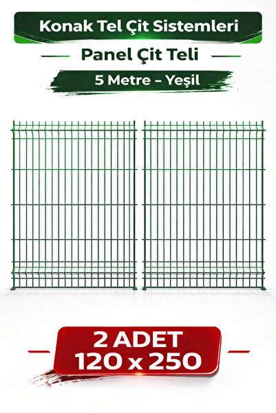Konak Tel Çit Aksaray 2 Adet Bahçe Panel Çim Çiti Teli 120x250 cm 4.mm Tel Ka...