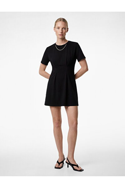 Koton Crew Neck Short Sleeve Chain Detail Mini Dress