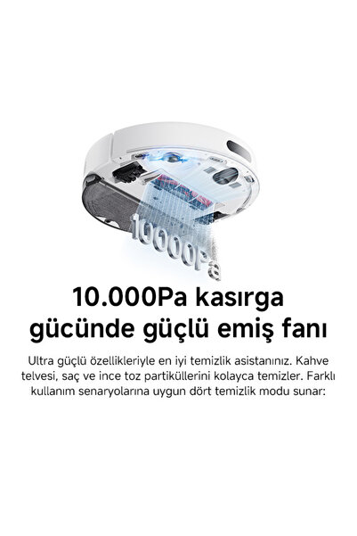 Xiaomi Robot Vacuum S40 Beyaz Akıllı Robot Süpürge + Paspas -10000 Pa Emiş Gücü (Xiaomi TR Garantili)