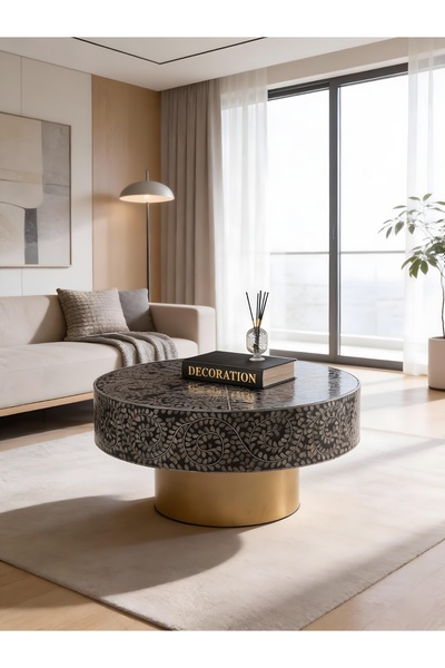 Lisso Maris Orta Sehpa Kaplama El işçiliği 90x90 H:45 Salon