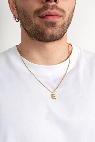 UKHWD SUPPLY 316L Çelik Gotik E Harf Kolye KA1104AL