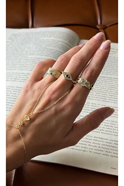 Xui Zirkon Gömme Taş Göz Model Serçe Parmak Yüzüğü-Gold Tırtık Plaka Göz Figü...