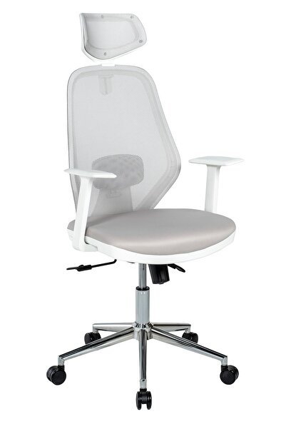 Ofisbazaar Dali Beyaz Fileli Yönetici Koltuğu | Ergonomik Başlıklı Ofis Koltu...