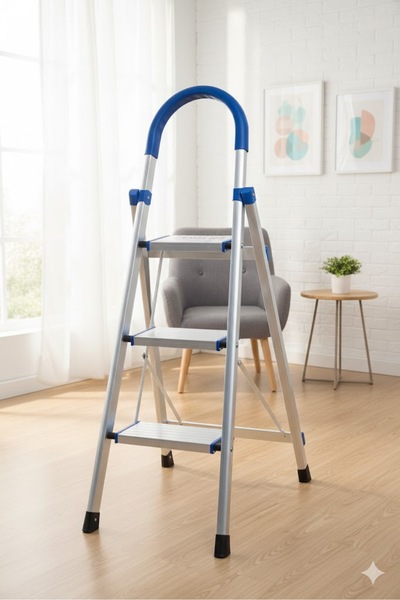 Genel Markalar Alüminyum 3 Basamaklı Ev Tipi Merdiven | Kaymaz Basamaklı | Hafif