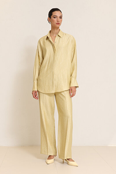 Setre Olive Fabric Detailed Relaxed Fit Long Sleeve Shirt