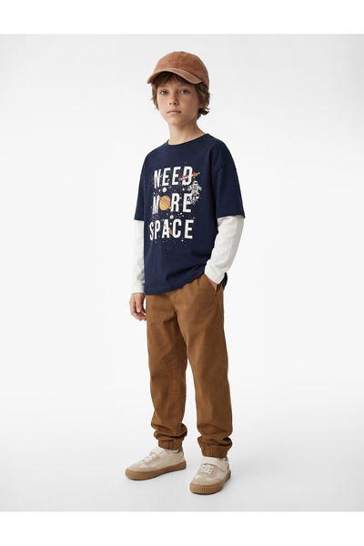Koton Pantaloni jogger din bumbac cu talie cu șireturi și buzunare