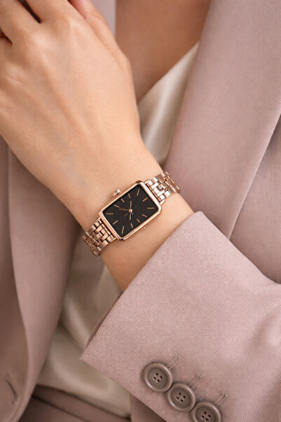 sonsuzsaat Gümüş Bakır Renk Siyah Kadran Şık Vintage Tasarım Genç Kız Kadın Z...