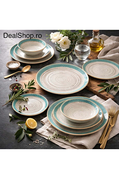 dealshopromania Set de cină din porțelan Terra Verde, 24 de piese, pentru 6 p...